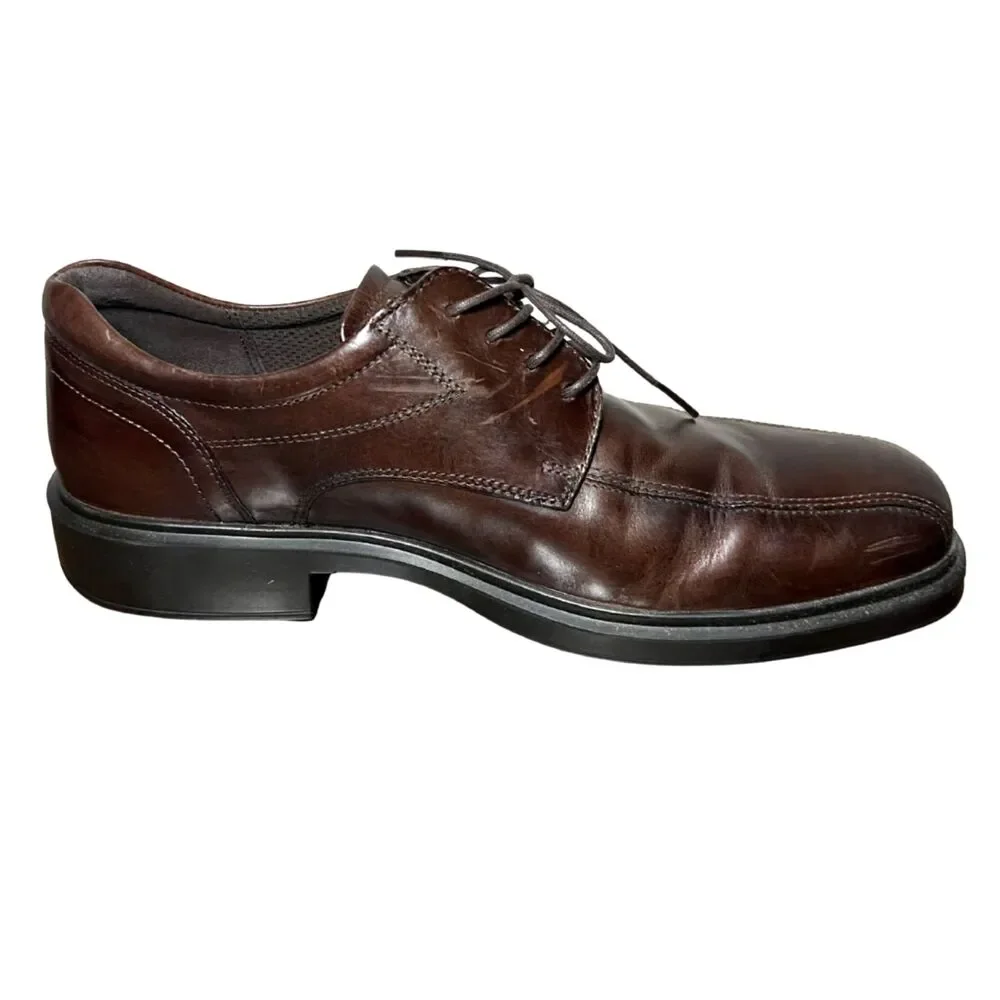 ECCO Mens Brown Leather Oxford Dress Shoes EU 44 US 10–10.5 No Original Insoles
